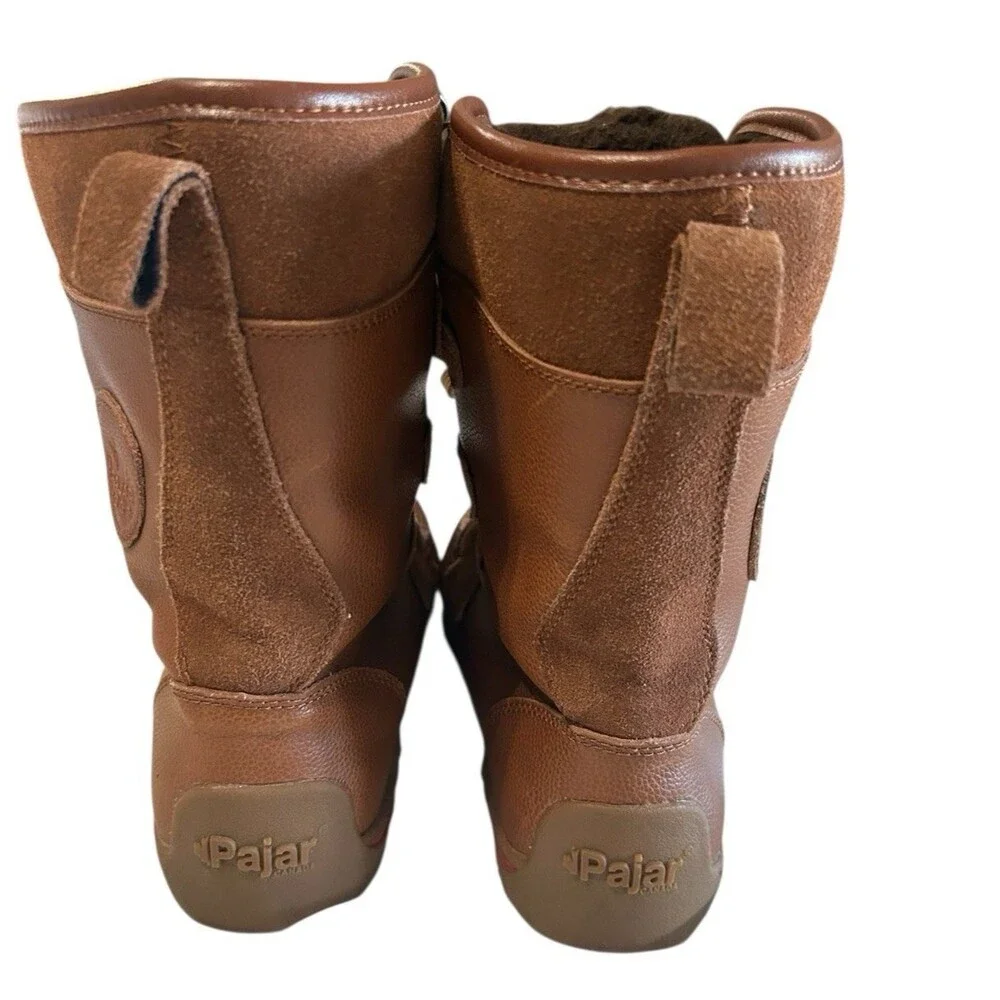 Pajar Gaetana Brown Leather Waterproof Moc Toe Boots Womens EU 37 US 6 - 6.5
